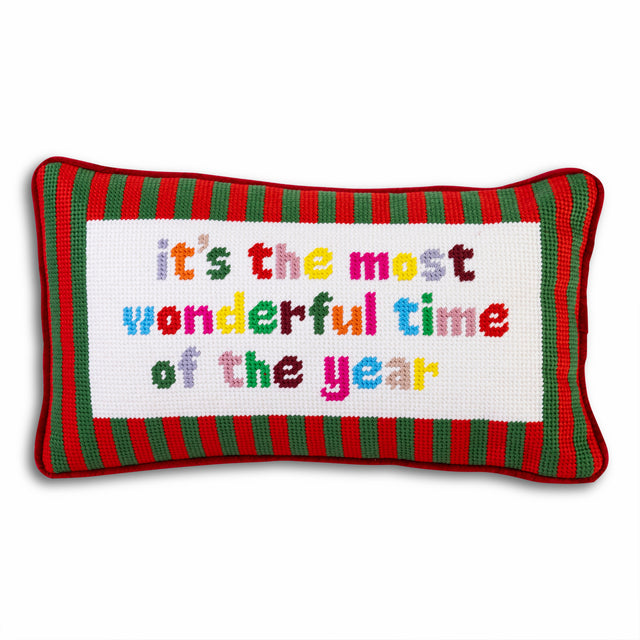 Most Wonderful Time Needlepoint Pillow - Furbish Studio