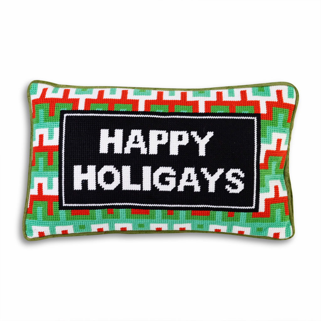 Happy Holigays Needlepoint Pillow - Furbish Studio