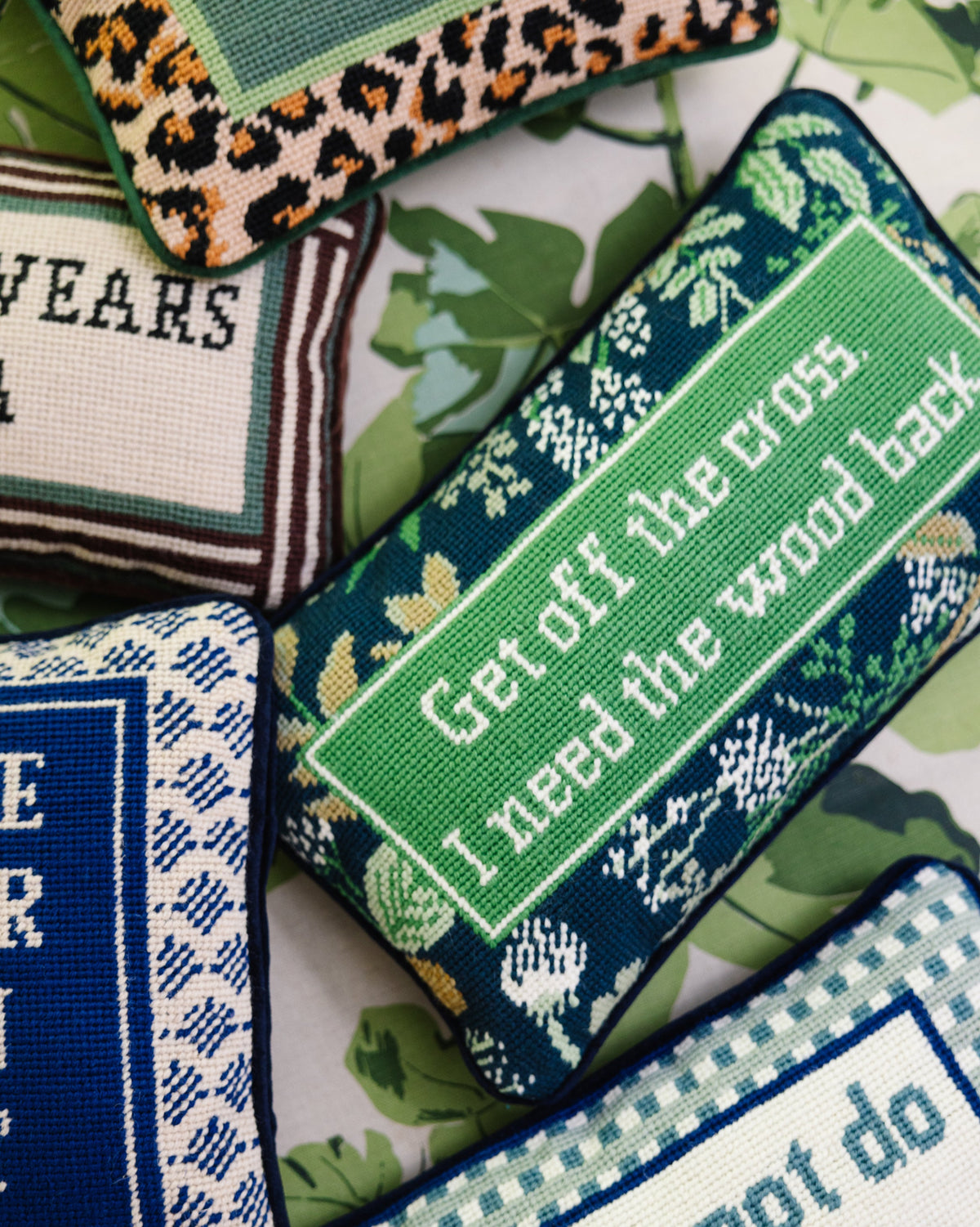 Get Off The Cross Needlepoint Pillow - Furbish Studio
