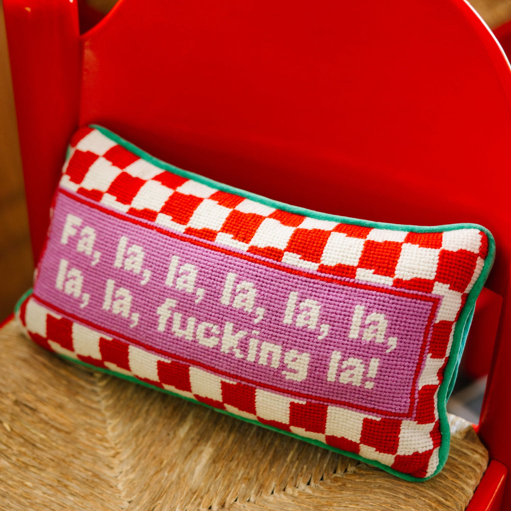 Fa La La Needlepoint Pillow - Furbish Studio