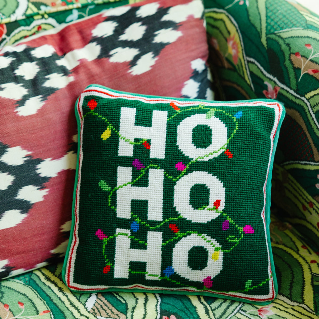 Ho Ho Ho Needlepoint Pillow - Furbish Studio