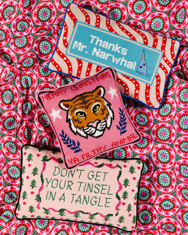 Filthy Animal Needlepoint Pillow - Furbish Studio