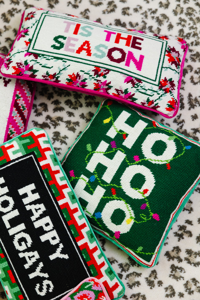 Ho Ho Ho Needlepoint Pillow - Furbish Studio