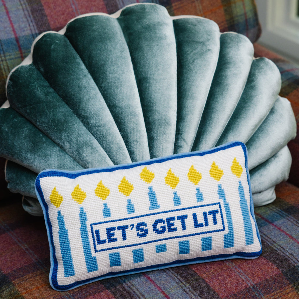 Let's Get Lit Needlepoint Pillow - Furbish Studio