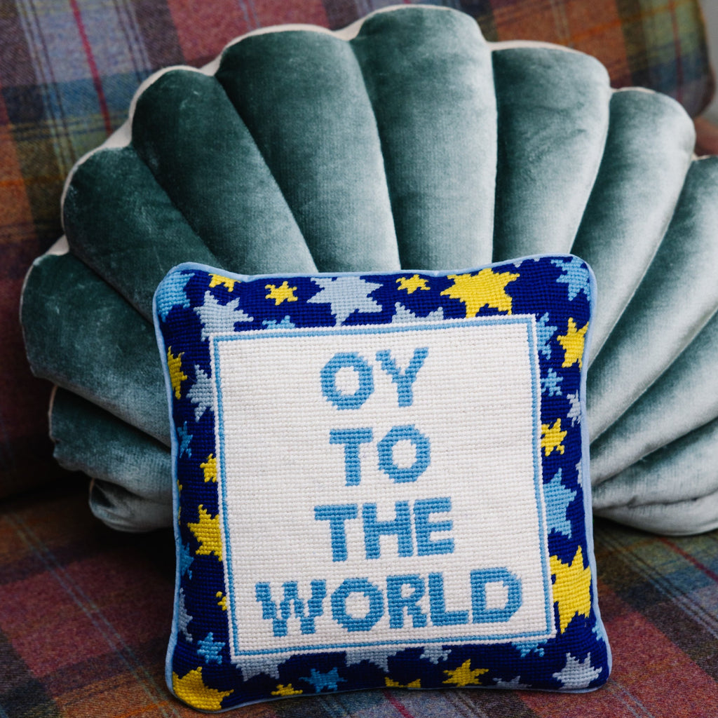 Oy Needlepoint Pillow - Furbish Studio