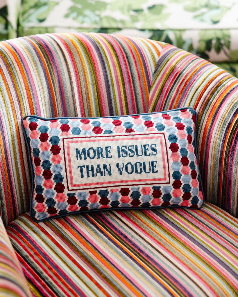 More Issues Needlepoint Pillow - Furbish Studio