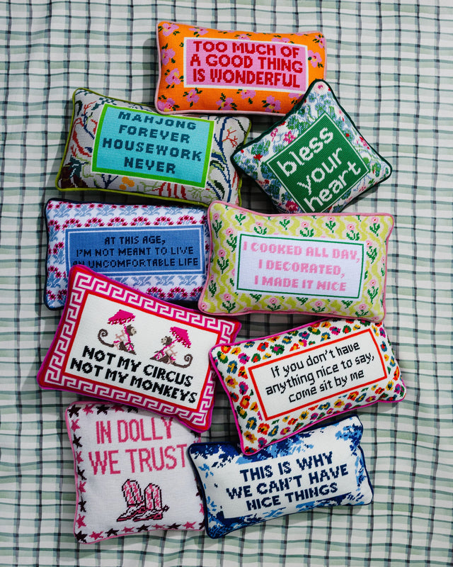 Not My Circus Needlepoint Pillow - Furbish Studio