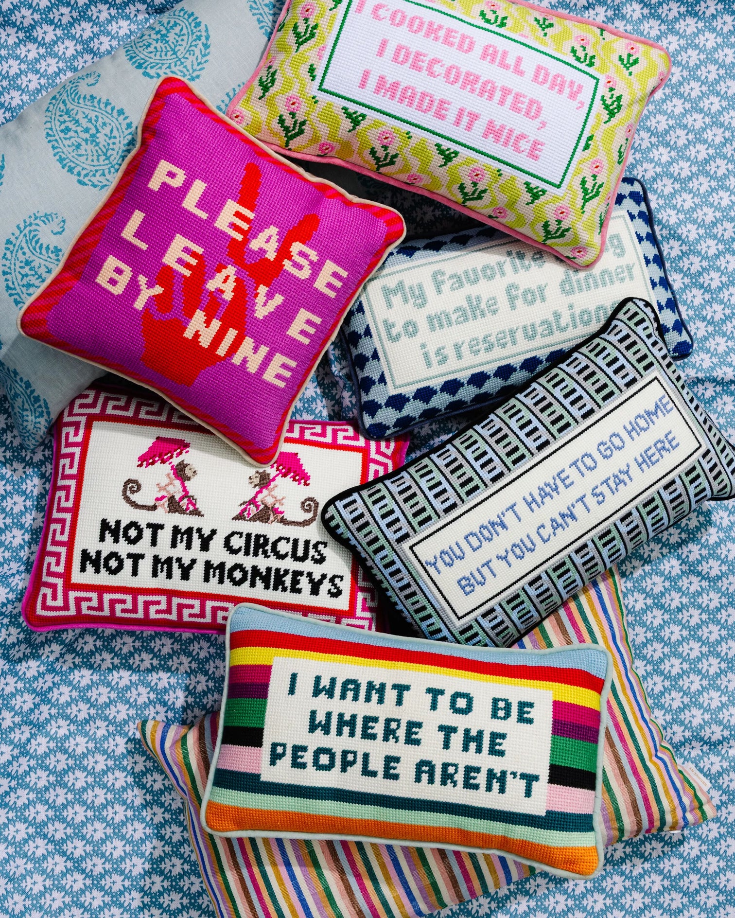 I Want to be Where the People Aren't Needlepoint Pillow - Furbish