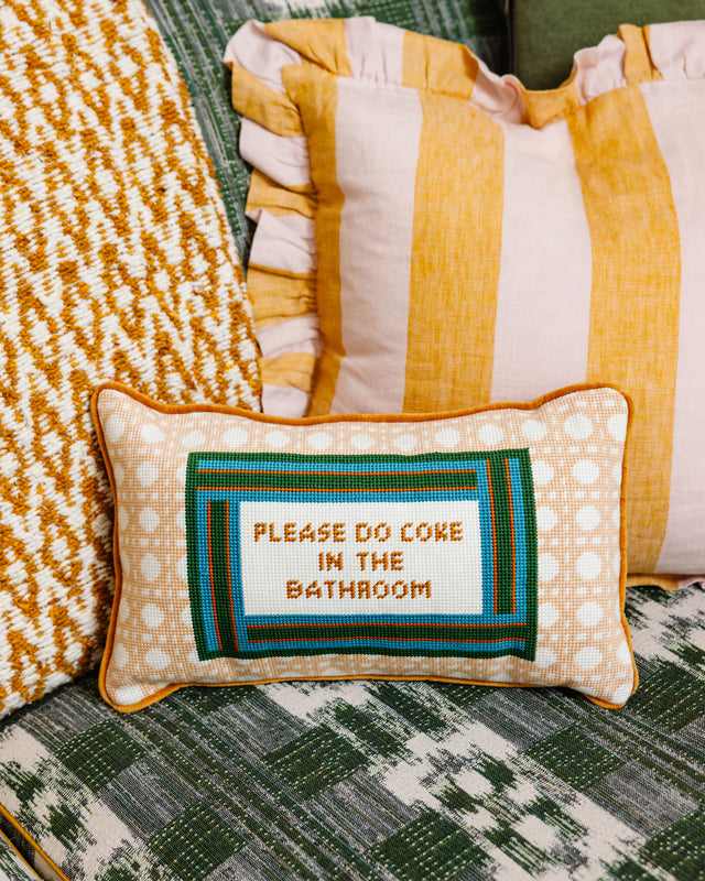 Bathroom Etiquette Needlepoint Pillow - Furbish Studio