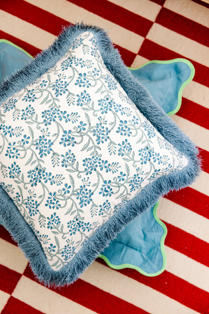 Fringe Blockprint Pillow - Sanibel - Furbish Studio