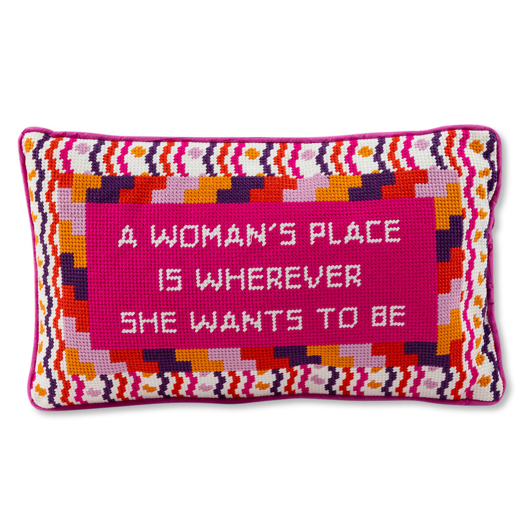 Wherever She Wants Needlepoint Pillow - Furbish Studio