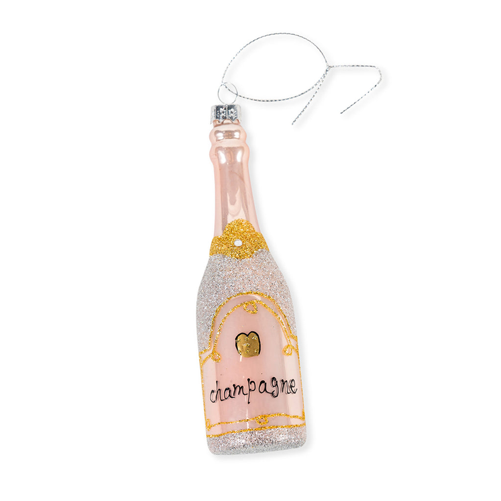 Silver Glitter Champagne Ornament - Furbish Studio