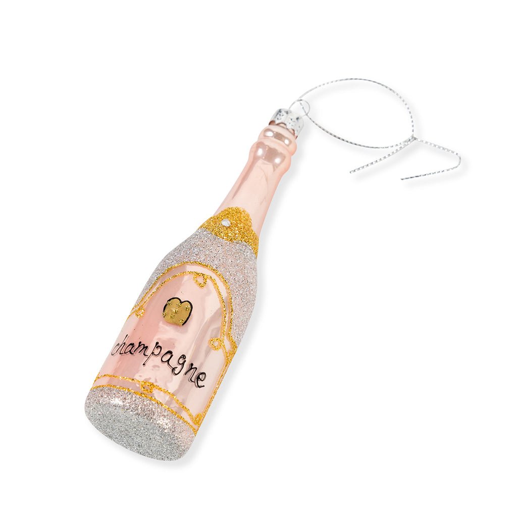 Silver Glitter Champagne Ornament - Furbish Studio