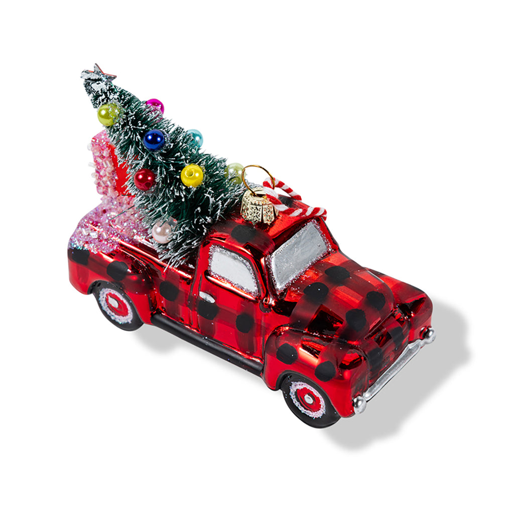 Buffalo Plaid Truck Ornament - Furbish Studio