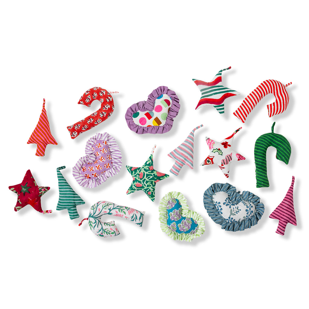 Blockprint Ornaments - Candy Canes - S/4 - Furbish Studio