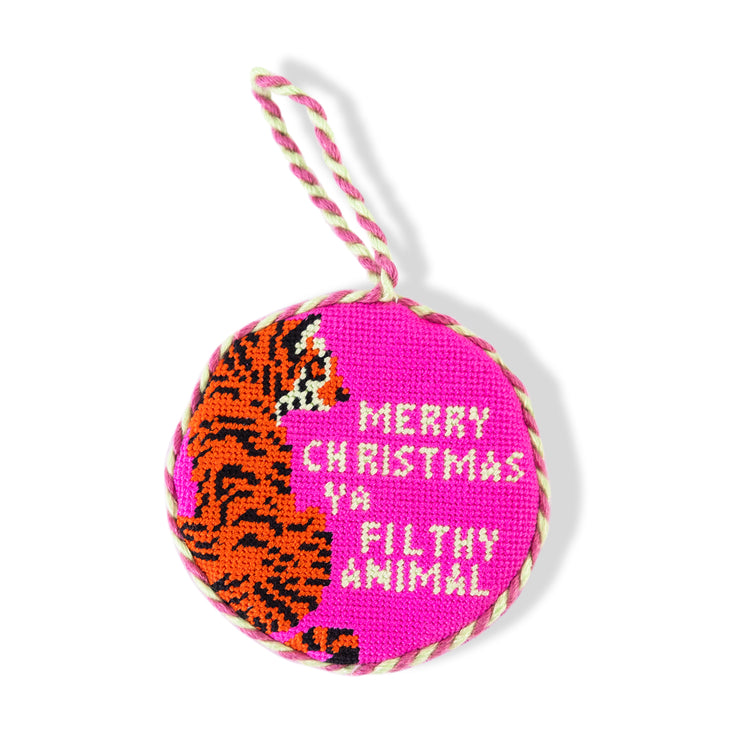 Needlepoint Ornament - Filthy Animal - Furbish Studio