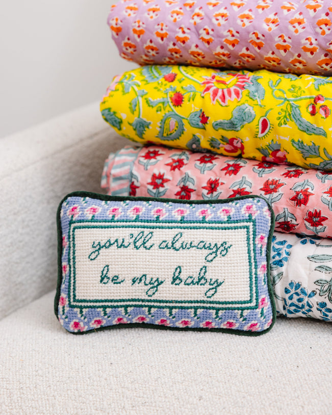 Be My Baby Mini Needlepoint Pillow - Furbish Studio