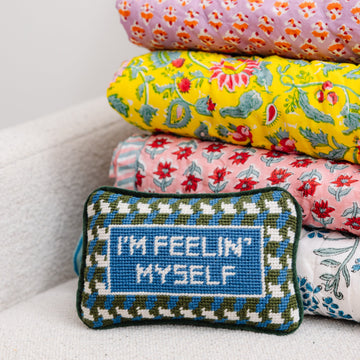 Feelin' Myself Mini Needlepoint Pillow - Furbish Studio