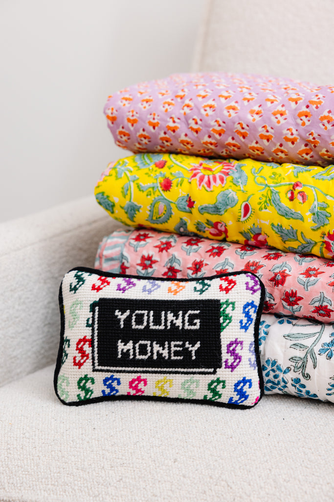 Young Money Mini Needlepoint Pillow - Furbish Studio