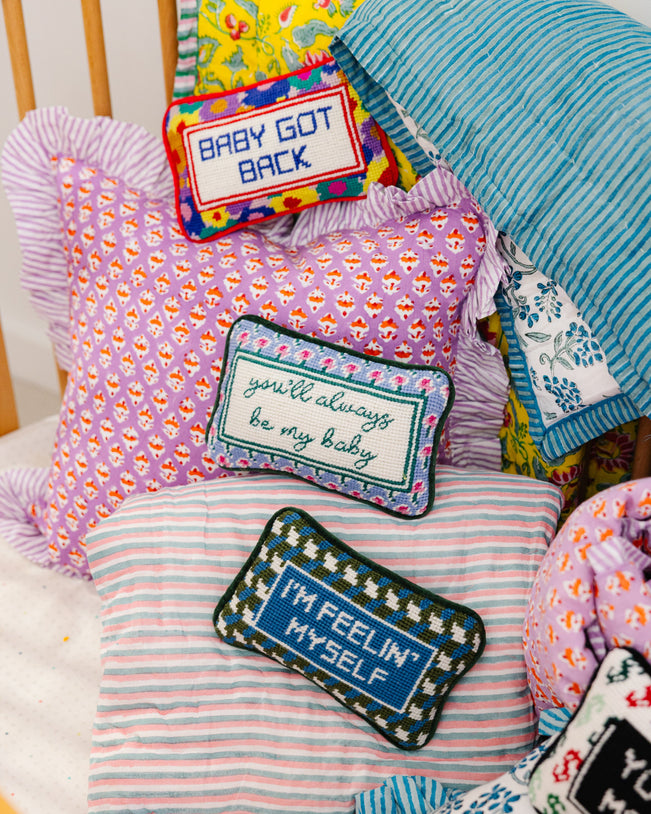Be My Baby Mini Needlepoint Pillow - Furbish Studio