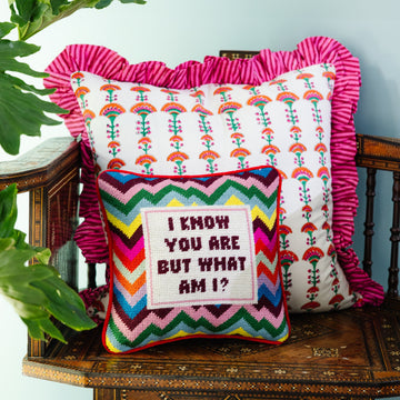 But What Am I Needlepoint Pillow - Furbish Studio