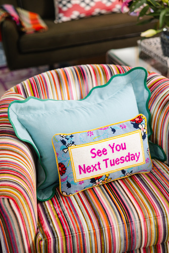 Next Tuesday Needlepoint Pillow - Furbish Studio