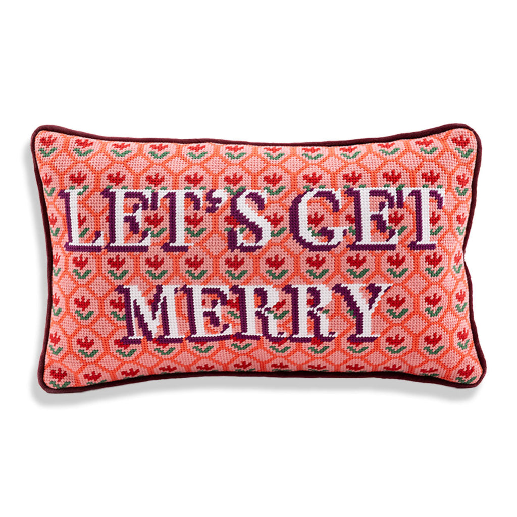 Let's Get Merry Needlepoint Pillow - Furbish Studio