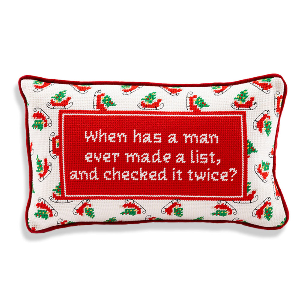 Check it Twice Needlepoint Pillow - Furbish Studio