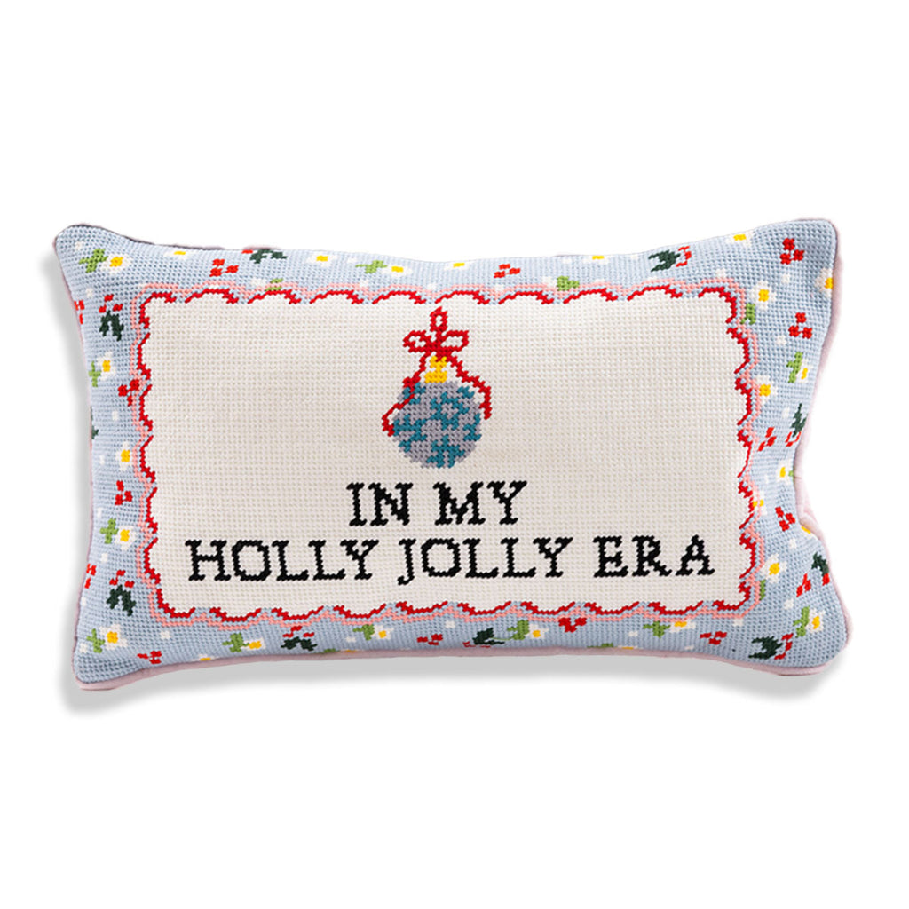 Holly Jolly Era Needlepoint Pillow - Furbish Studio