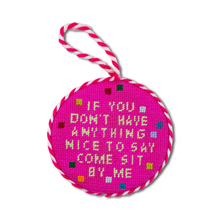 Needlepoint Ornament - Come Sit By Me - Furbish Studio