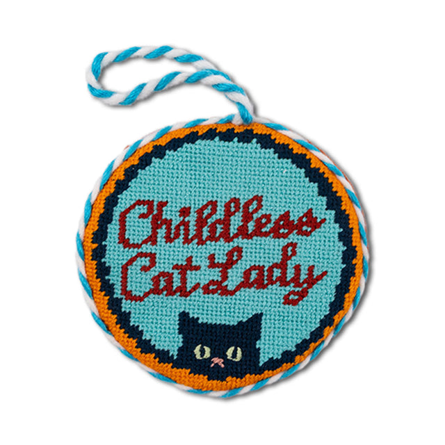 Needlepoint Ornament - Childless Cat Lady - Furbish Studio