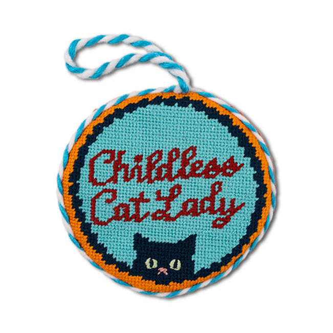 Needlepoint Ornament - Childless Cat Lady - Furbish Studio