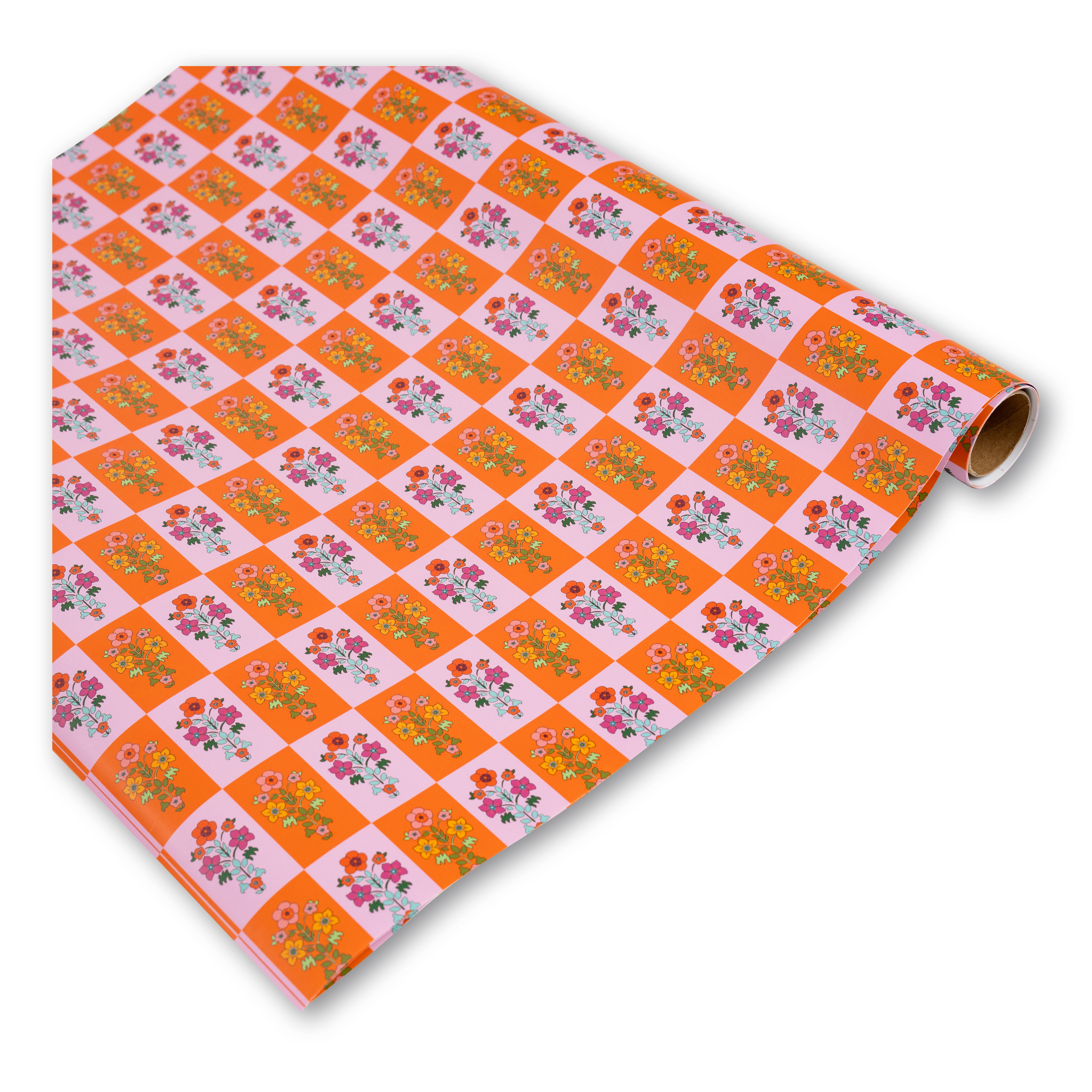 Wrapping Paper Sheets Floral Check