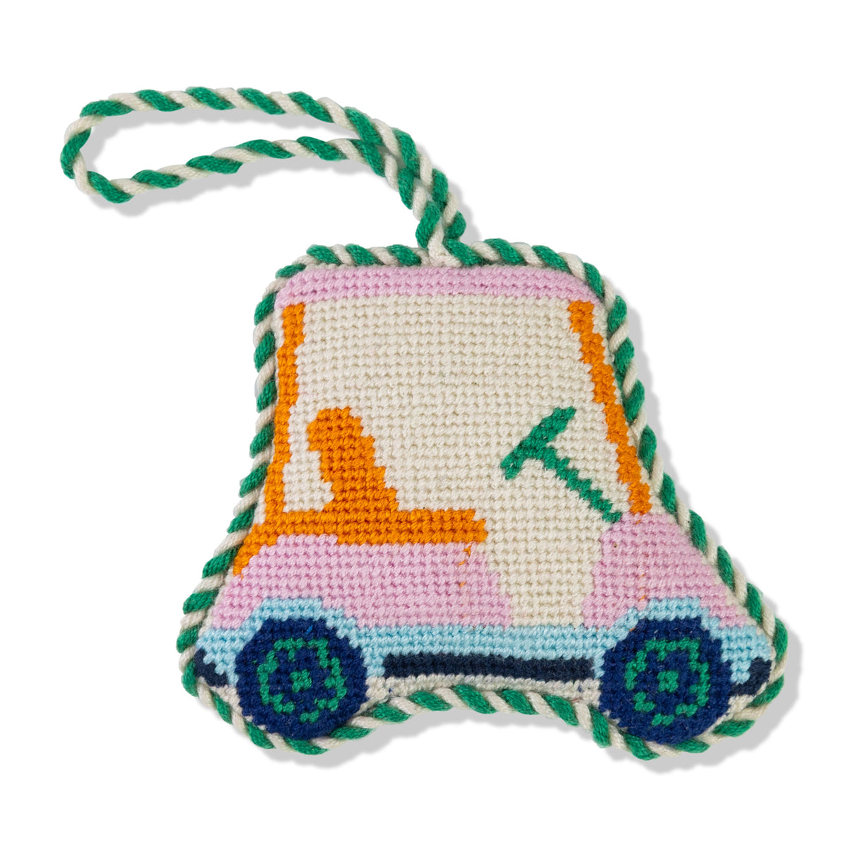 Needlepoint Icon Ornament - Golf Cart - Furbish Studio