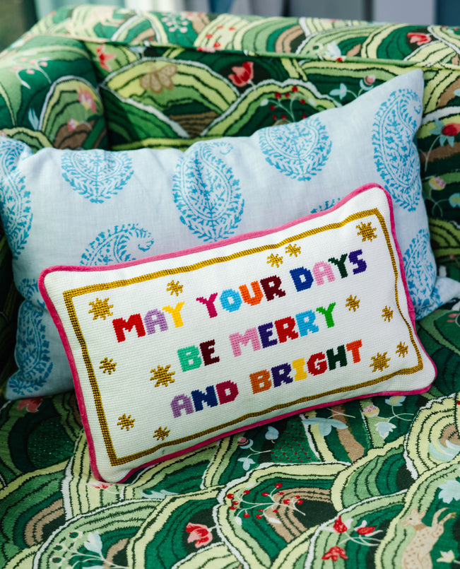 Merry & Bright Needlepoint Pillow - Furbish Studio