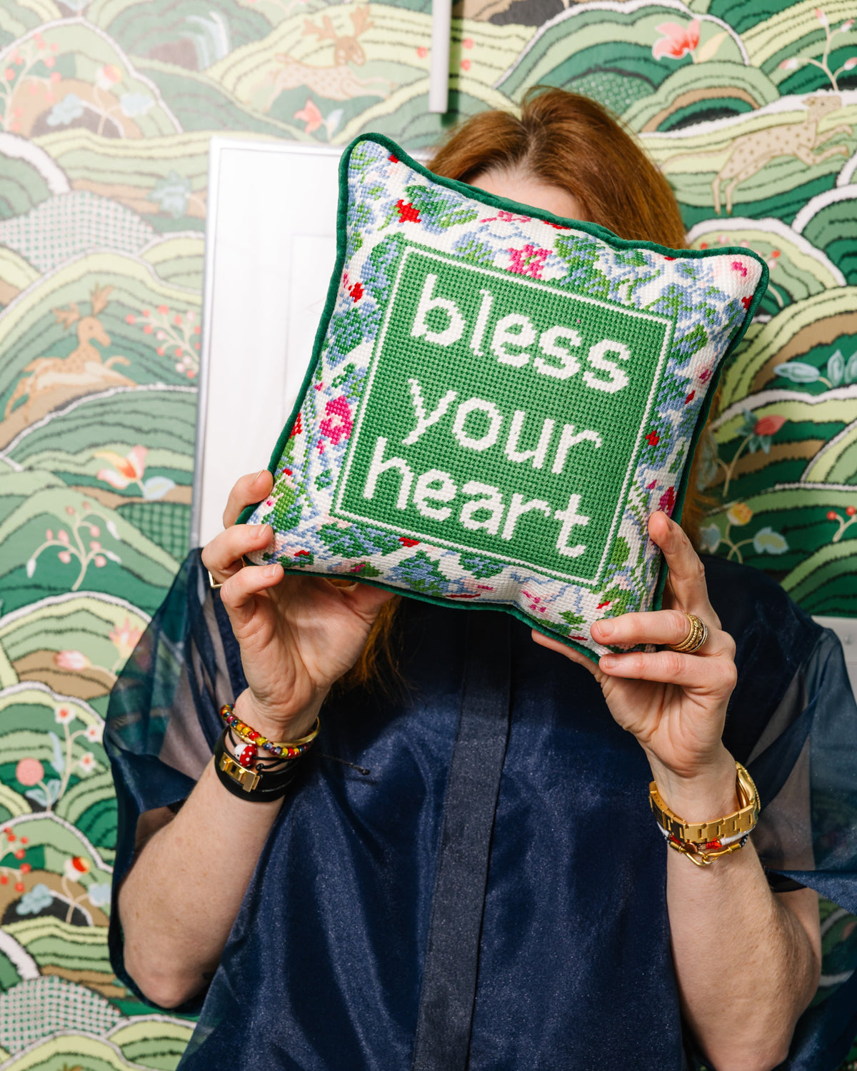 Bless Your Heart Needlepoint Pillow - Furbish Studio