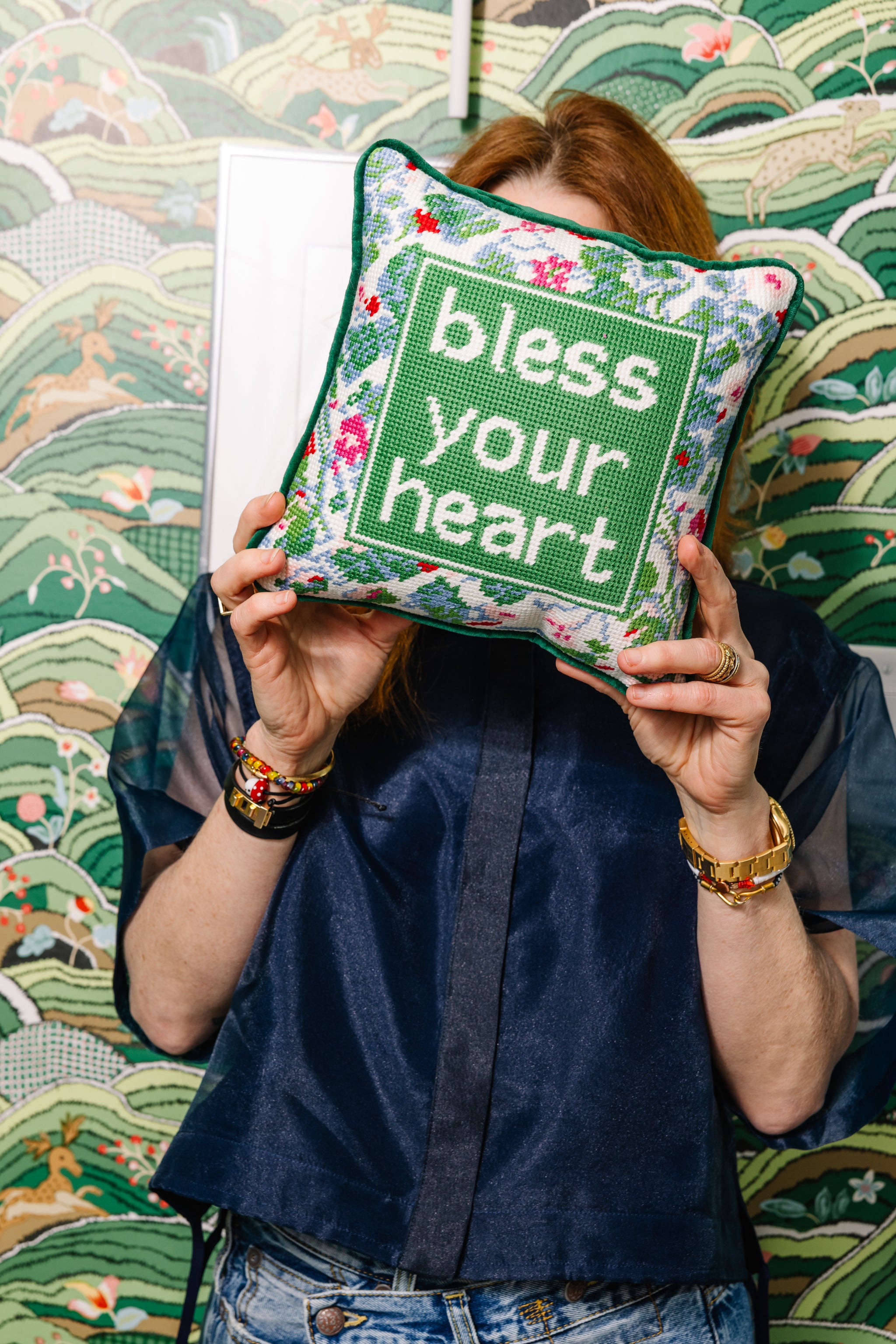 Bless Your Heart Needlepoint Pillow - Furbish Studio