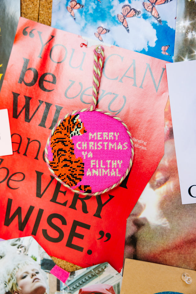 Needlepoint Ornament - Filthy Animal - Furbish Studio
