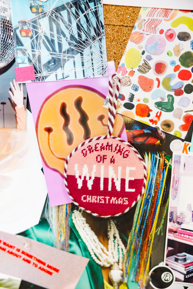 Needlepoint Ornament - Wine Christmas - Furbish Studio