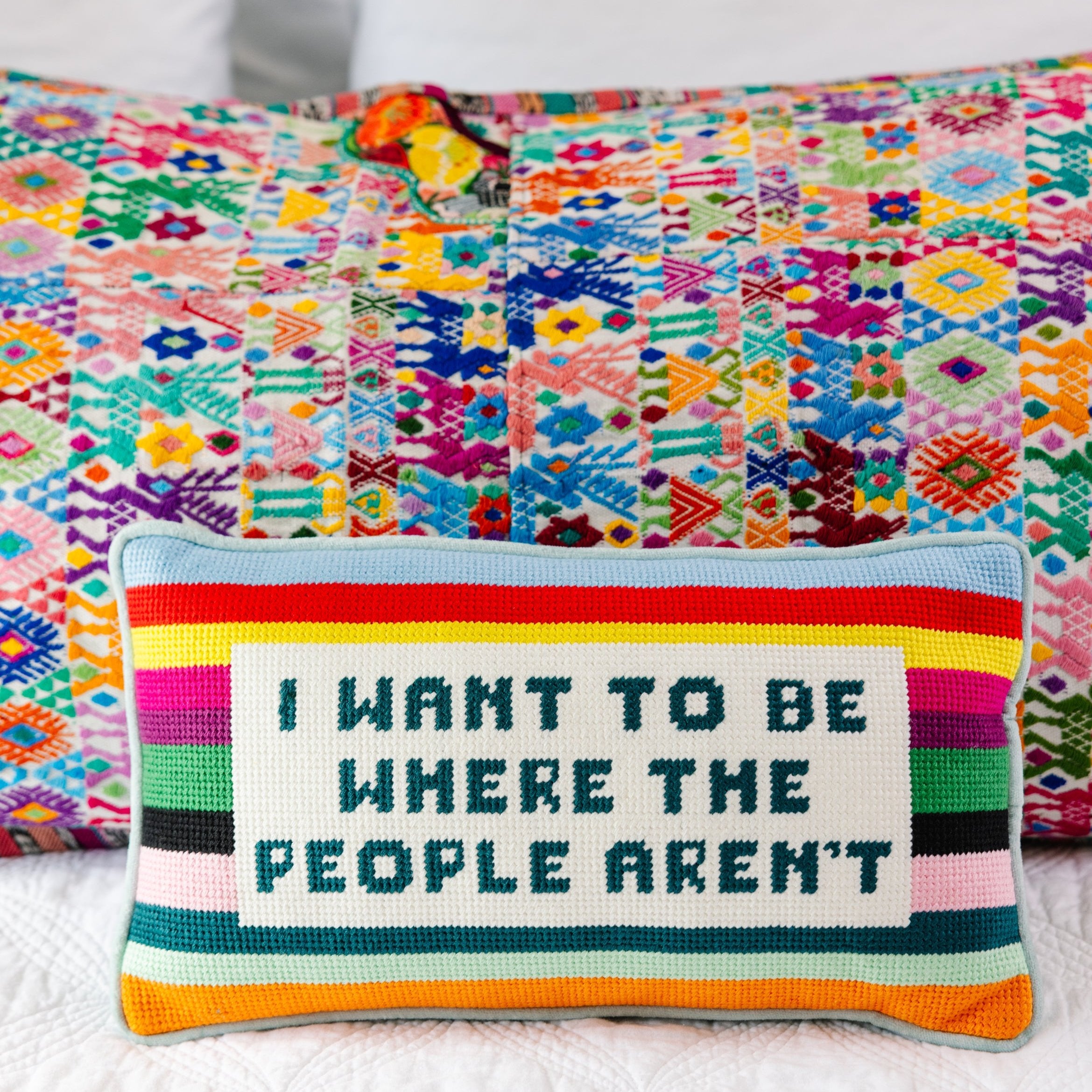Where People Arent Needlepoint Pillow