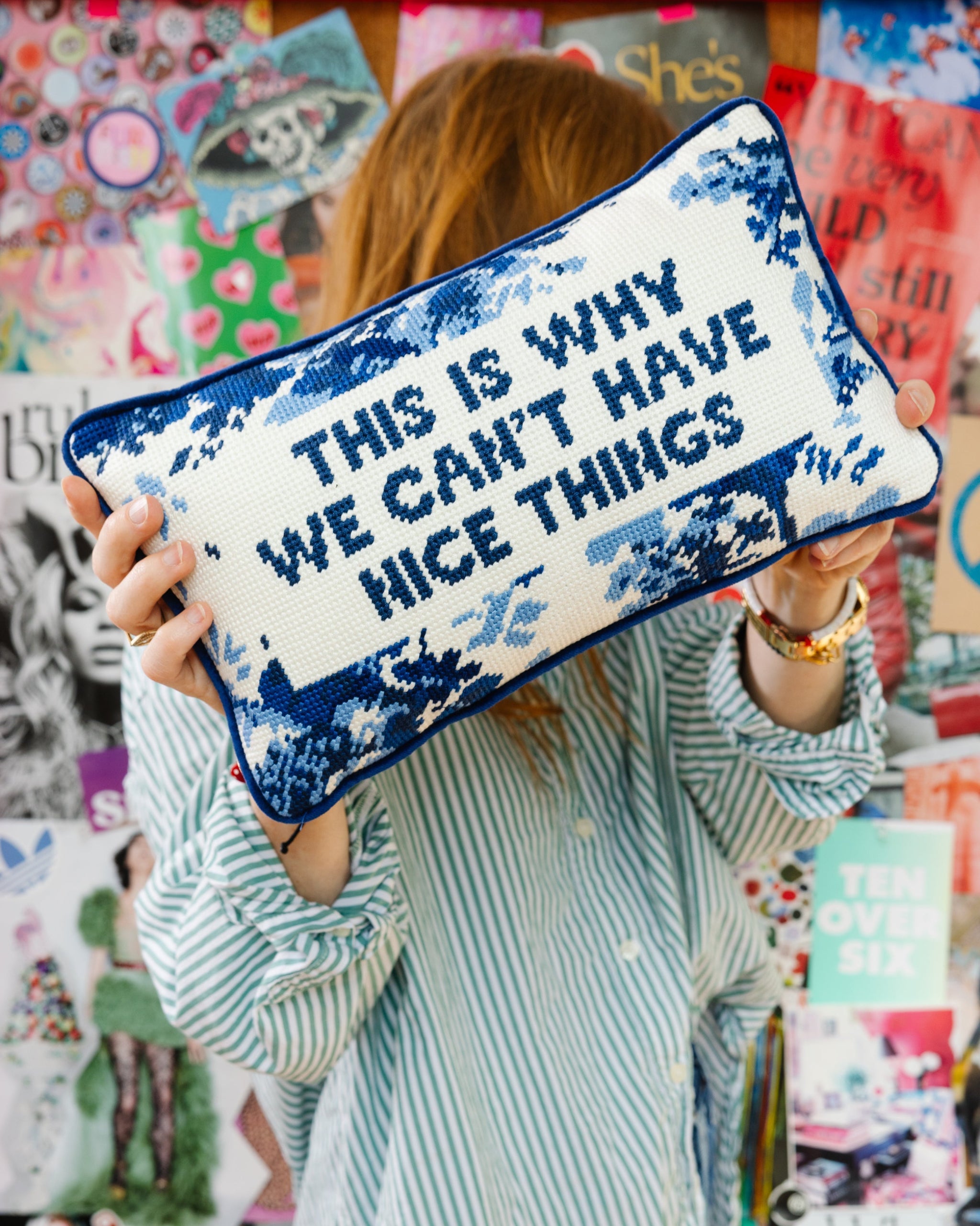 Nice Things Needlepoint Pillow - Furbish Studio