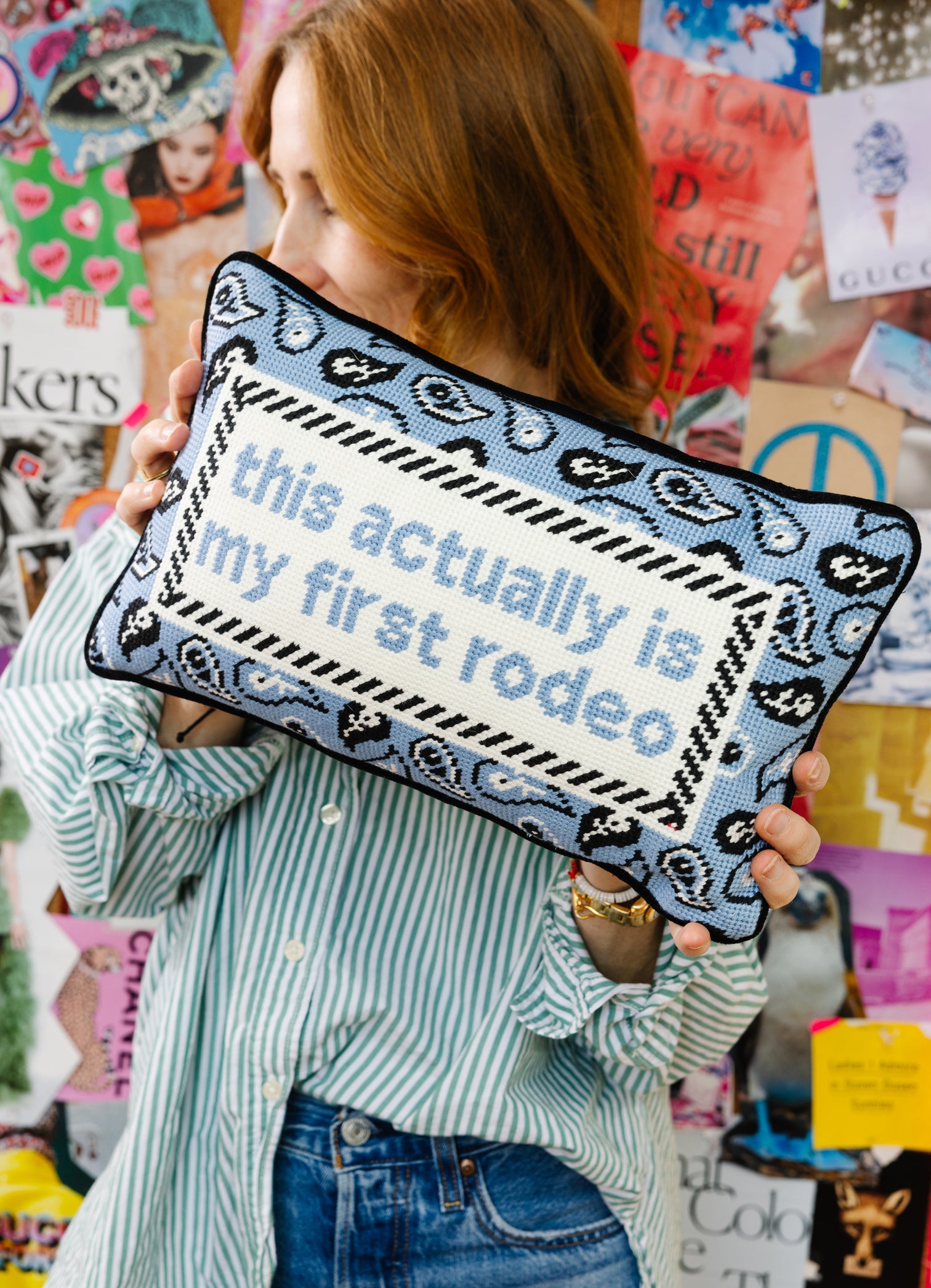 First Rodeo Needlepoint Pillow - Furbish Studio