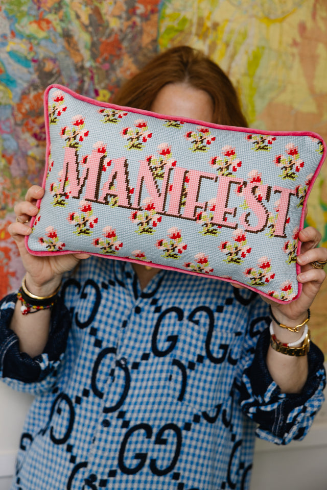 Manifest Needlepoint Pillow - Furbish Studio
