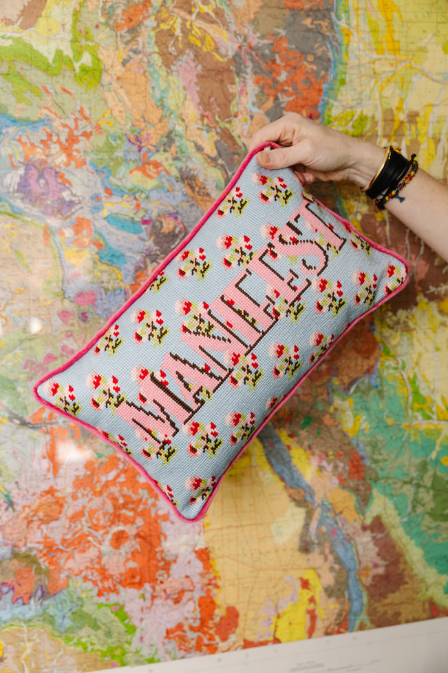 Manifest Needlepoint Pillow - Furbish Studio