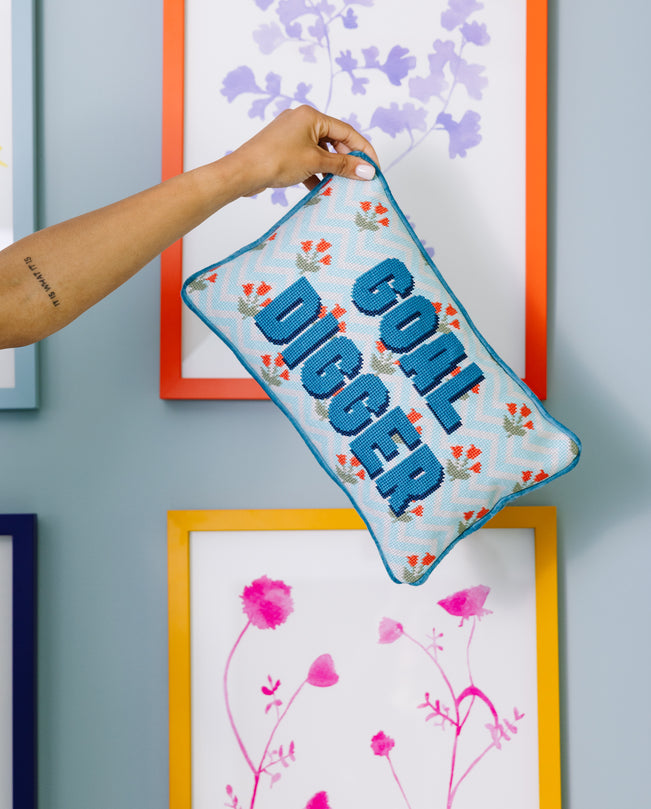 Goal Digger Needlepoint Pillow - Furbish Studio