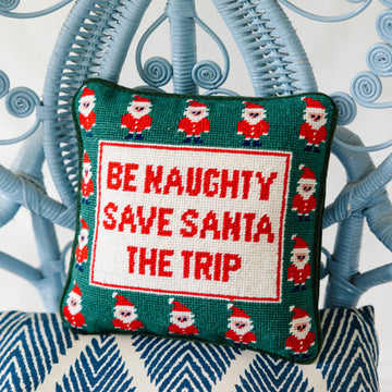 Be Naughty Needlepoint Pillow - Furbish Studio