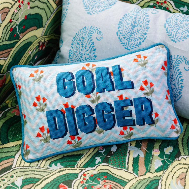 Goal Digger Needlepoint Pillow - Furbish Studio