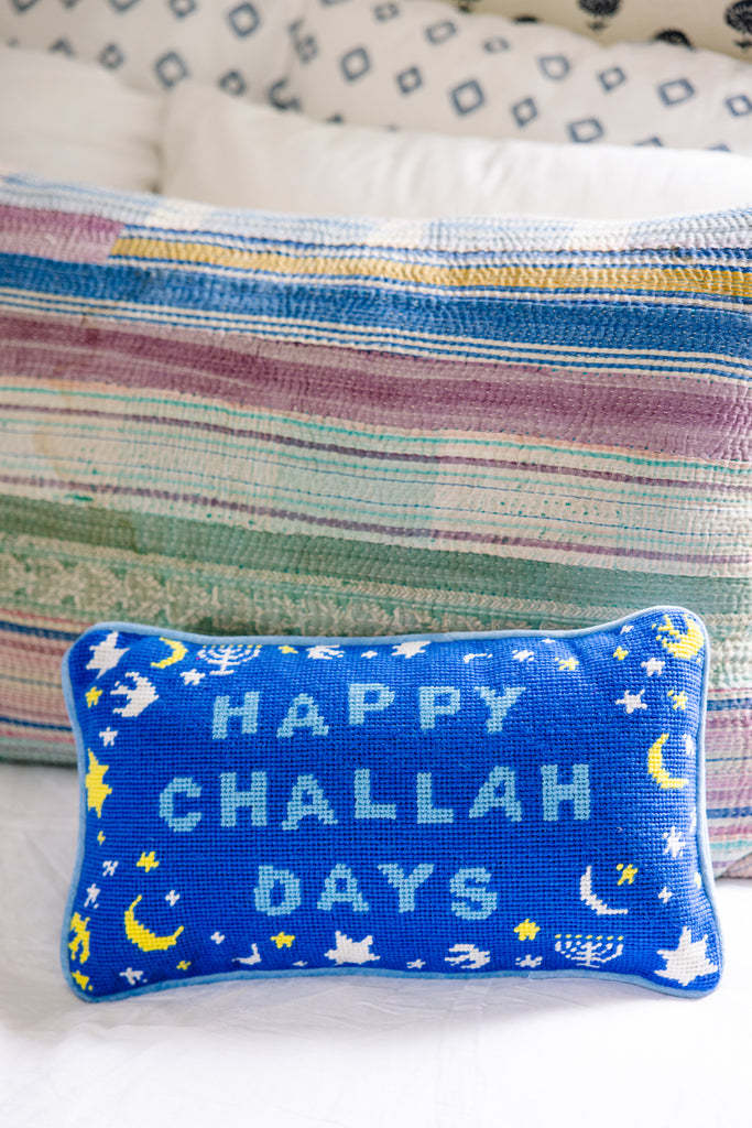 Happy Challah Days Needlepoint Pillow - Furbish Studio