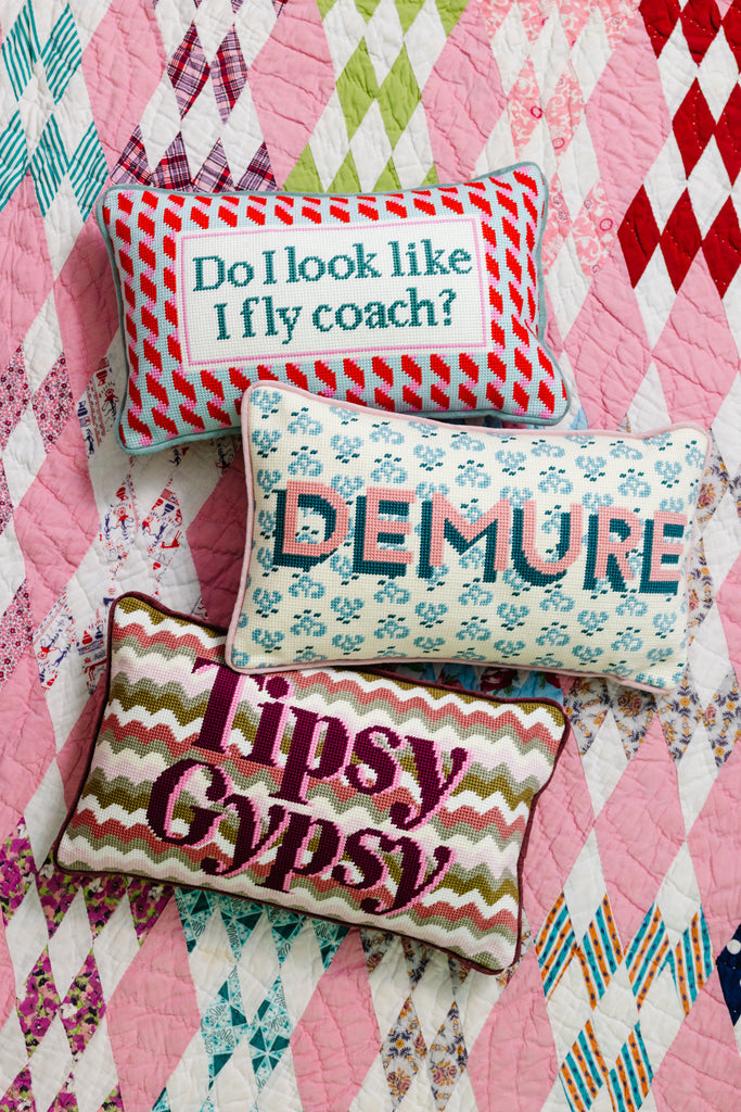 Demure Needlepoint Pillow - Furbish Studio