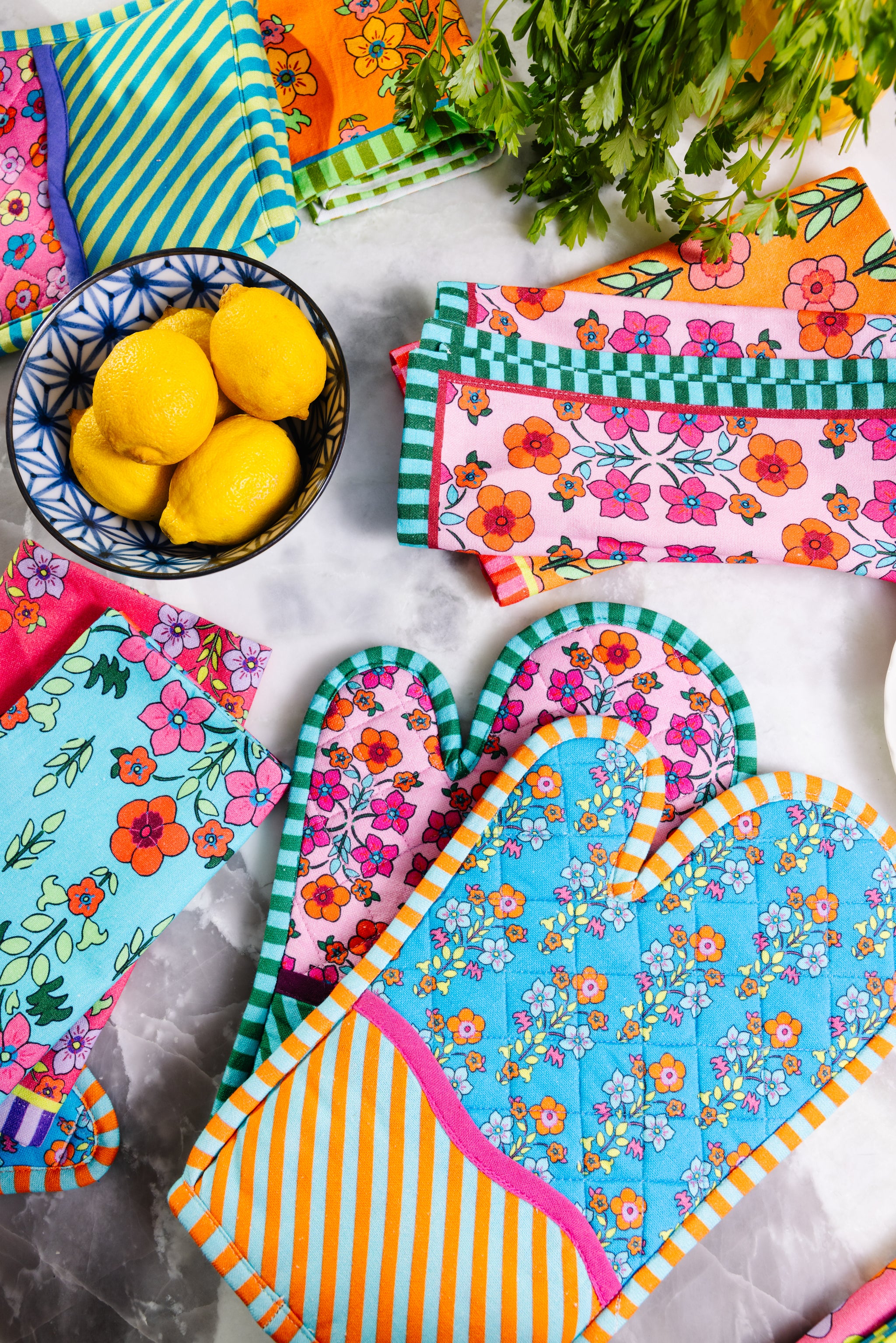 Furbish Studio - Blue Pot Holder & Oven Mitt